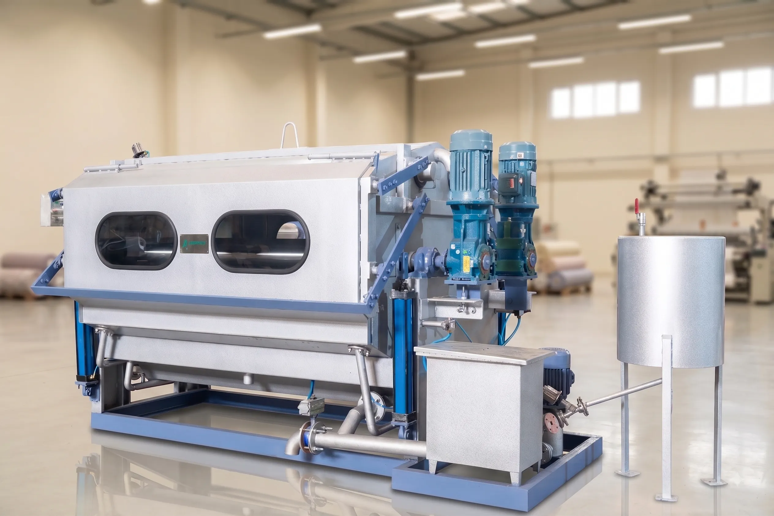 Atmospheric Automatic Jigger inside a textile manufacturing facility
